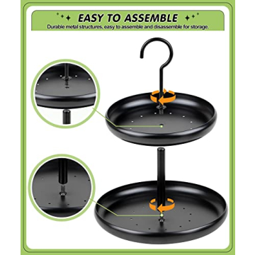 BOLITE Bird Feeder for Outdoors Hanging, Wild Bird Feeders for Outside, 18039 Two-Tier Tray Bird Feeder, Black