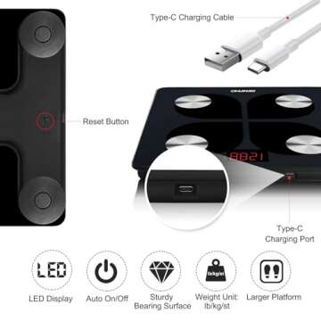 RENPHO Rechargeable Smart Scale, Digital Weight Scale for Body Weight, Bathroom Scale with BMI and B...