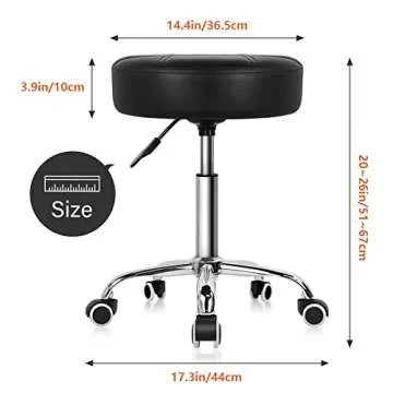 KKTONER Round Rolling Stool - Adjustable Comfort Chair