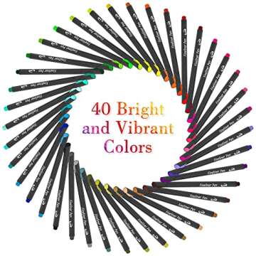 Tebik 45 Pack Planner Pens Colored Pens, 40 Colors Pens with 5 Stencils, Fineliners for Journal Plan...