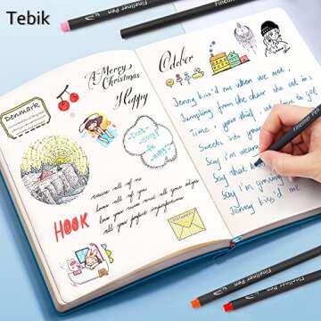 Tebik 45 Pack Planner Pens Colored Pens, 40 Colors Pens with 5 Stencils, Fineliners for Journal Planner Note Calendar Writing Coloring, Drawing, School Office Art Supplies