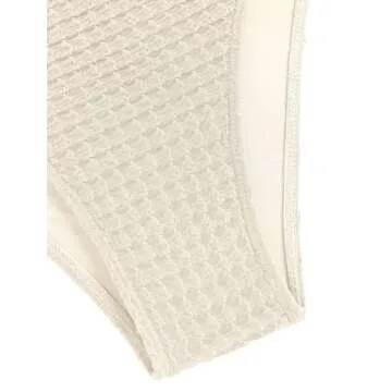 ZAFUL Women's Textured Bandeau Bikini Strapless Solid Color 2 Pieces Bathing Back Lace-up Suit Swimsuit (7-Beige,S)