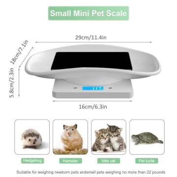 YTCYKJ Digital Pet Scale, Multi-Function LCD Scale Digital Weight with Height Tray Measure Accurately, Perfect for Puppy/Kitten/Hamster/Hedgehog/Food, Capacity up to 22 lb, Length 11inch