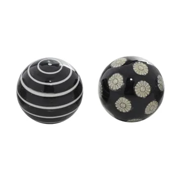 Decorative Ceramic Floral Orbs Set of 6 - 3"