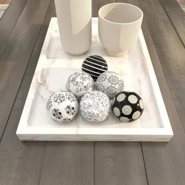 Decorative Ceramic Floral Orbs Set of 6 - 3"