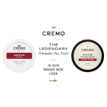 Cremo Hair Pomade for Men - Premium Barber Grade Pomade, High Hold & Shine, Hair Styling, 4 Oz