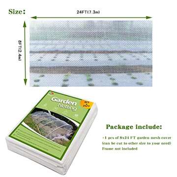 Garden Netting Pest Barrier, Plant Covers 8x24Ft Mesh Mosquito Net Bird Netting for Garden Protectio...