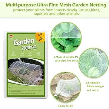 Garden Netting Pest Barrier, Plant Covers 8x24Ft Mesh Mosquito Net Bird Netting for Garden Protection, Plant Netting for Raised Garden Beds Row Cover