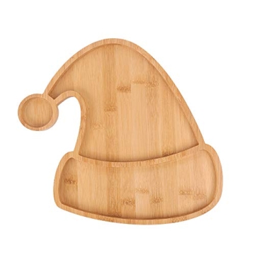 KEPATO Christmas Dishes Wooden Serving Tray,Christmas Santa Hat Shape Sushi Plate Tray for Restauran...