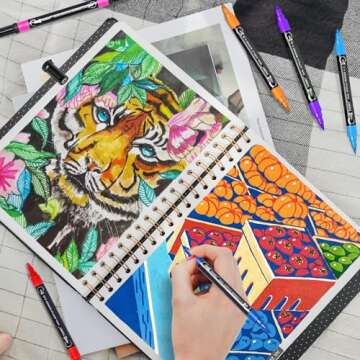 24 Colors Acrylic Paint Pens, Dual Tip Acrylic Paint Markers with Brush Tip and Fine Tip, Acrylic Pens for Rock Painting, Wood, Canvas, Stone, Glass, Ceramic,DIY Crafts Making Art Supplies