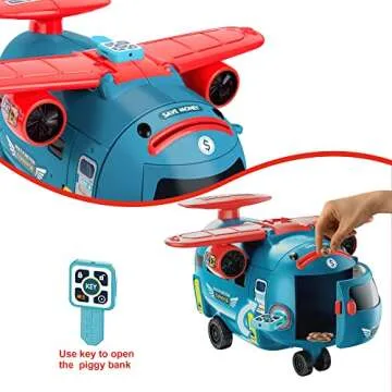 Dwi Dowellin Airplane Car Toy,Steering Wheel Toys for 3 4 5 6 Year Old Boys&Girls with Sound and Light,Toddler Educational Plane Driving Toy Gift for Kids Aged 3+, Blue