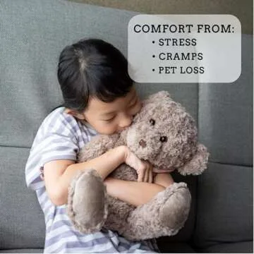 Lulumaia Cute Plush Stuffed Animal Heating Pad for Period Cramps - Ideal Portable Heating Pad for Menstrual Cramps - Microwavable Stuffed Animal for Girls, Women, Kids, Pets (Bear)