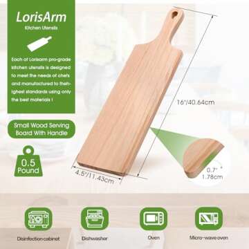 LorisArm Small Rubber Wood Cutting Board – 16" x 4.5"