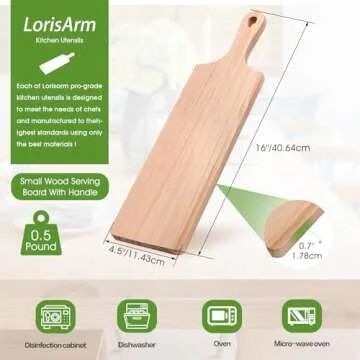 LorisArm Small Rubber Wood Cutting Board – 16" x 4.5"