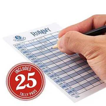 Rummy Card Game Kit - Classic Family Melding Game for 2-6 Players - Two Plastic-Coated Poker-Size, Standard Index Decks of 54 Cards + 25 Tear-Away Score Pads + Full Instructions for Gin Rummy