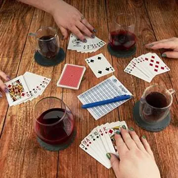 Rummy Card Game Kit - Classic Family Melding Game for 2-6 Players - Two Plastic-Coated Poker-Size, Standard Index Decks of 54 Cards + 25 Tear-Away Score Pads + Full Instructions for Gin Rummy