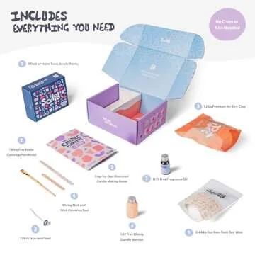 Sculpd Candle Making & Pottery Kit - Complete Art Set: Includes Air Dry Clay, Soy Wax, 8 Paint Tubes...