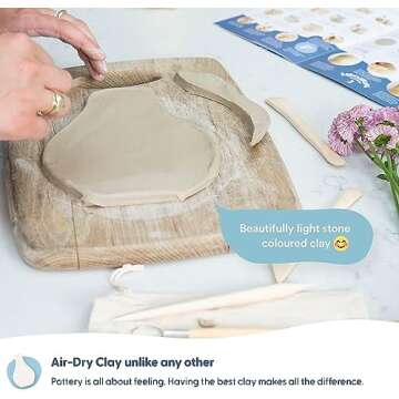 Sculpd Candle Making & Pottery Kit - Complete Art Set: Includes Air Dry Clay, Soy Wax, 8 Paint Tubes, Fragrance & Tools - DIY Arts & Crafts Gift for Adults, Teens, Men & Women Crafting (Peony Rose)