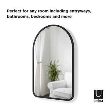 Umbra Hub Arched Wall Mirror with Rubber Frame, Modern Style for Bathroom, Entryway, Living Room and More, 24 x 36-Inch, Black