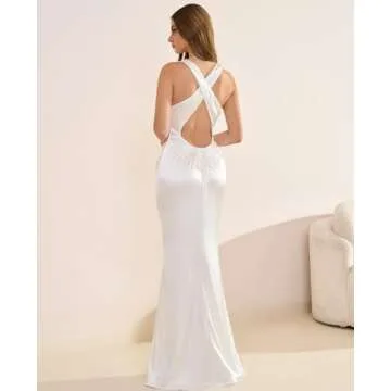 Elegant Satin Mock Neck Maxi Dress for Women
