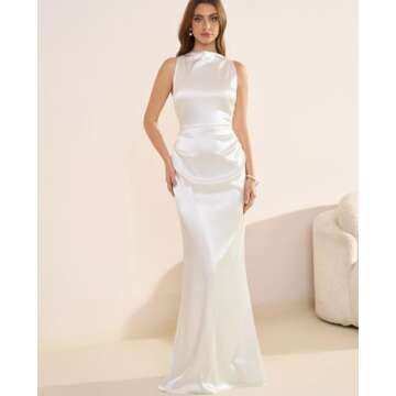 Elegant Satin Mock Neck Maxi Dress for Women