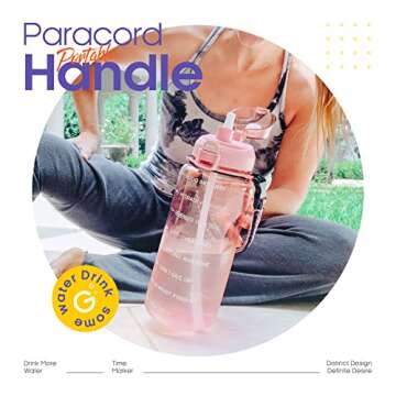 Giotto 64OZ Motivational Water Bottle with Paracord Handle