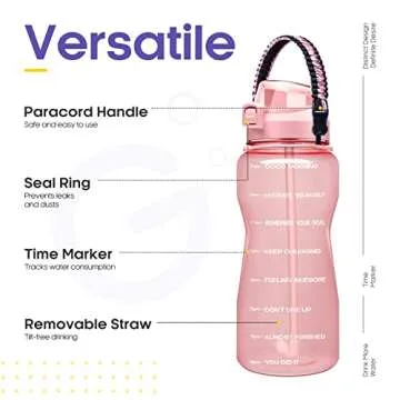 Giotto 64OZ Motivational Water Bottle with Paracord Handle