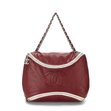 Chanel Pre-Loved Burgundy Perforated Leather 'CC' Tote
