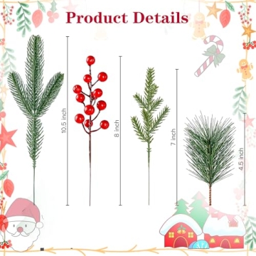 Sggvecsy Artificial Pine Branches & Berry Stems for Crafting
