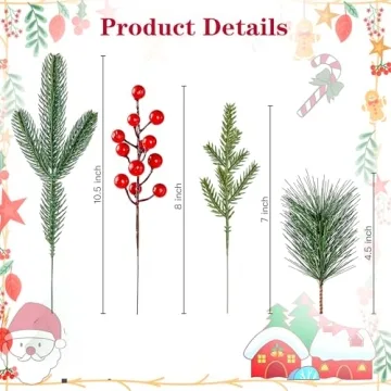 Sggvecsy Artificial Pine Branches & Berry Stems for Crafting