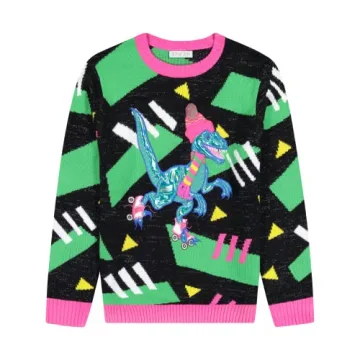 Men's Roller Skate Raptor Holiday Sweater for Parties