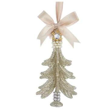 Kurt Adler VINTAGE GLAMOUR PLATINUM GLASS GLITTER CHRISTMAS TREE ORNAMENT