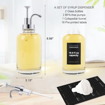 Stylish Coffee Syrup Dispenser Set with Labels