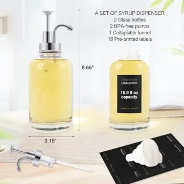 Stylish Coffee Syrup Dispenser Set with Labels