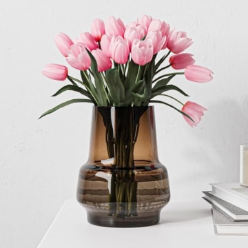 Relexome Amber Glass Flower Vase - Modern Design Decor