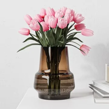 Relexome Amber Glass Flower Vase - Modern Design Decor