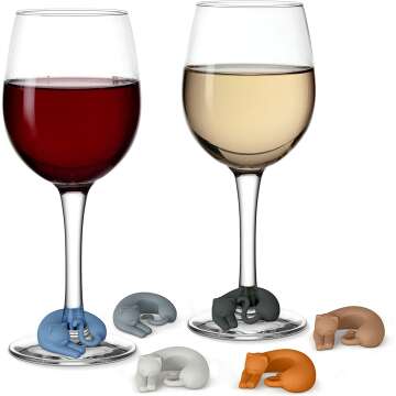 Genuine Fred Kitty Wine Drink Markers Set of 6