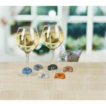 Genuine Fred Kitty Wine Drink Markers Set of 6