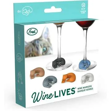 Genuine Fred Kitty Wine Drink Markers Set of 6