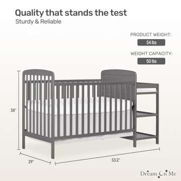Dream On Me Anna 3-in-1 Crib and Changing Table Combo