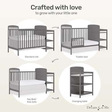 Dream On Me Anna 3-in-1 Crib and Changing Table Combo