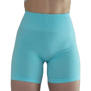 Bright Colors Maybe See Through Not Squat Proof Summer Workout Shorts for Women Seamless Scrunch Running Shorts (S,Crystal Blue)