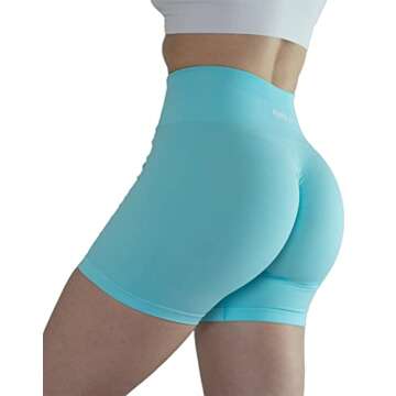 Bright Colors Maybe See Through Not Squat Proof Summer Workout Shorts for Women Seamless Scrunch Running Shorts (S,Crystal Blue)
