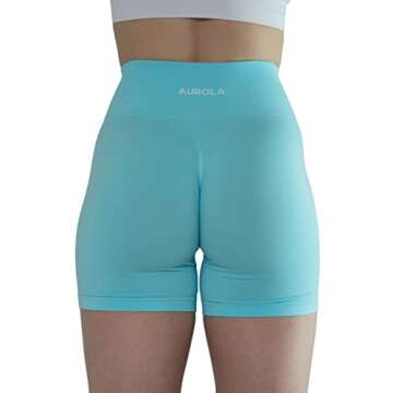 Bright Colors Maybe See Through Not Squat Proof Summer Workout Shorts for Women Seamless Scrunch Running Shorts (S,Crystal Blue)