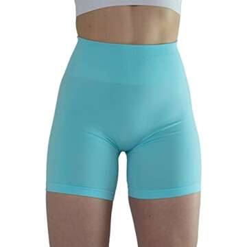 Bright Colors Maybe See Through Not Squat Proof Summer Workout Shorts for Women Seamless Scrunch Running Shorts (S,Crystal Blue)