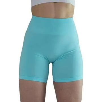 Bright Colors Maybe See Through Not Squat Proof Summer Workout Shorts for Women Seamless Scrunch Running Shorts (S,Crystal Blue)