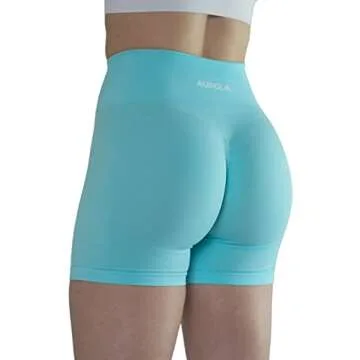 Bright Colors Maybe See Through Not Squat Proof Summer Workout Shorts for Women Seamless Scrunch Running Shorts (S,Crystal Blue)