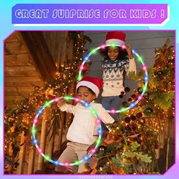 Jerify 4 Pack LED Hoop Light up LED Glowing Lights Fitness Exercise Hoops 10 Color Changing Exercise...