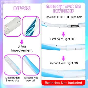 Jerify 4 Pack LED Hoop Light up LED Glowing Lights Fitness Exercise Hoops 10 Color Changing Exercise Glowing Hoop for Dance Dark Fitness(23 Inch)