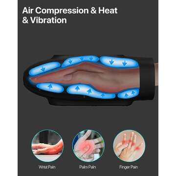 ALLJOY Hand Massager for Arthritis and Carpal Tunnel Relief, Touchscreen Cordless Hand Massager with Vibration and Heat, 6 Levels Pressure Point Therapy, Ideal Gifts for Women Men Mom Dad